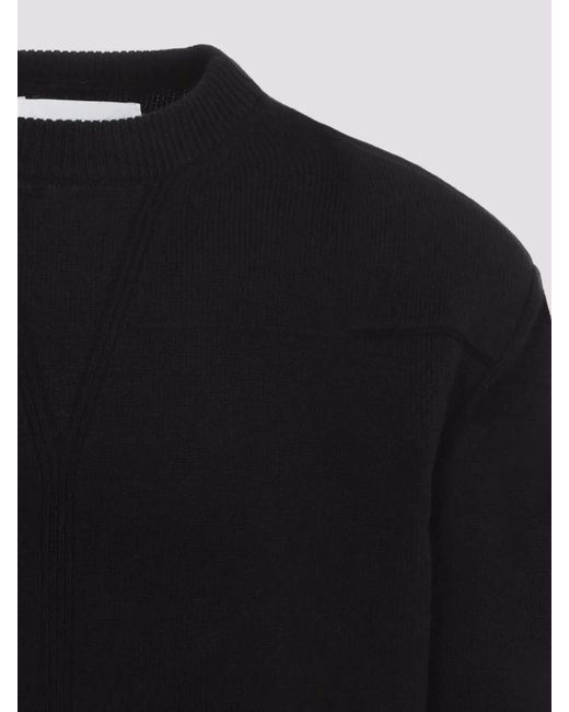 Jil Sander Black Ribbed Crew Neck Wool Jumper for men