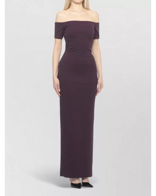 Solace London Blue Off Shoulder Fitted Floor Length Dress