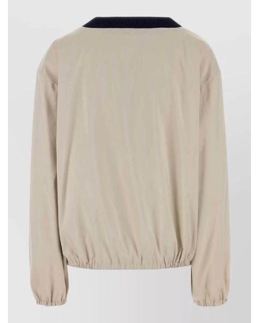 Miu Miu Natural Tech Fabric Oversized V Neck Sweatshirt