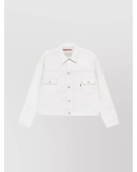 Junya Watanabe White Denim Jacket With Adjustable Cuffs And Collared for men