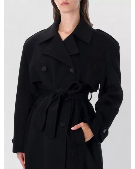 Frankie Shop Black Nikola Padded Trench Coat Tailored Fit