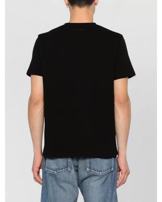 Saint Laurent Black Cotton Crew Neck Short Sleeve T Shirt for men