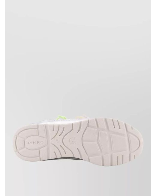 Pinko White Leather Low-Top Sneakers