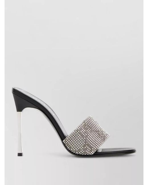 Gucci Gray Embellished Strap Fabric Mules Open Toe