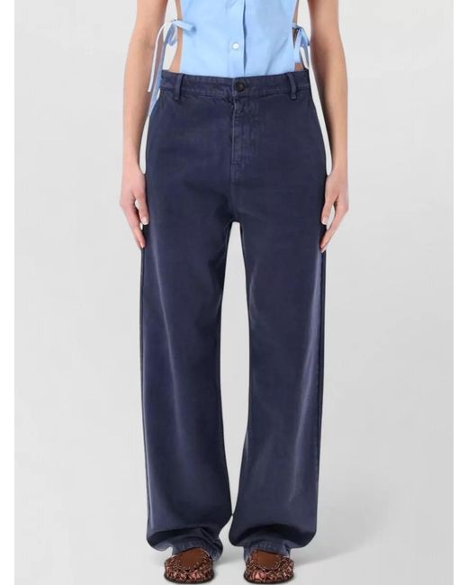 Miu Miu Blue Relaxed Straight Leg Gabardine Pants