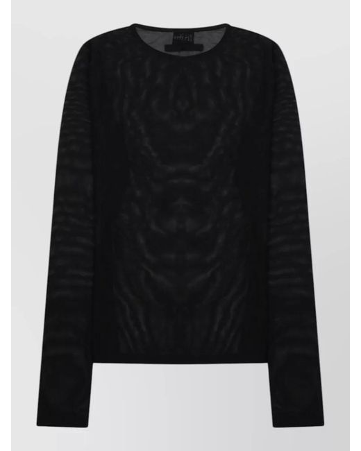 Jean Paul Gaultier Black Embellished Sheer Knit Top Long Sleeves
