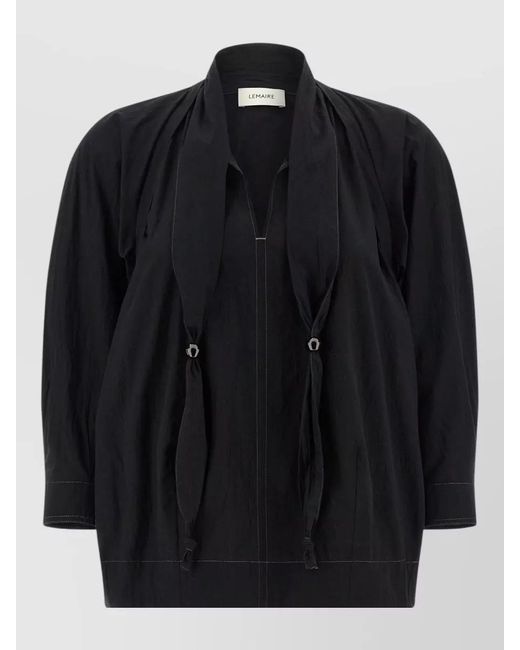 Lemaire Black Scarf Collar Blouse Relaxed Fit Design