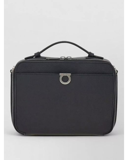 Ferragamo Blue Pebbled Leather Crossbody Bag for men