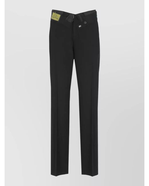 MM6 by Maison Margiela Black Wide Leg Wool Blend Trousers Belt Loops