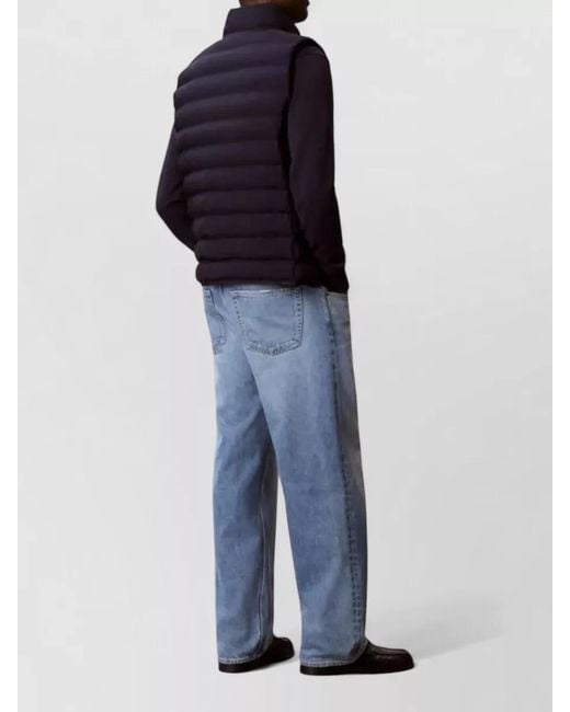 Calvin Klein Blue Nylon Puffer Jacket High Collar Pockets for men