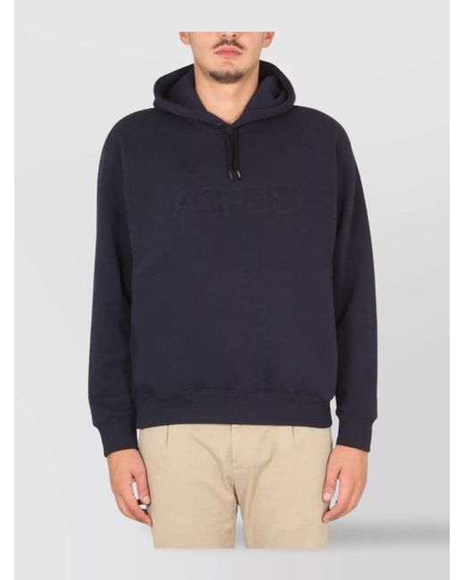 Aspesi Blue Logo Hooded Sweatshirt for men
