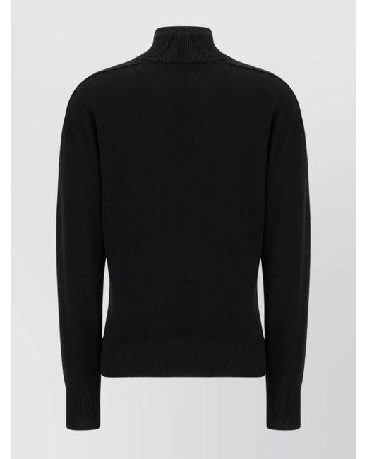 Burberry Black Wool Ribbed Turtleneck Sweater