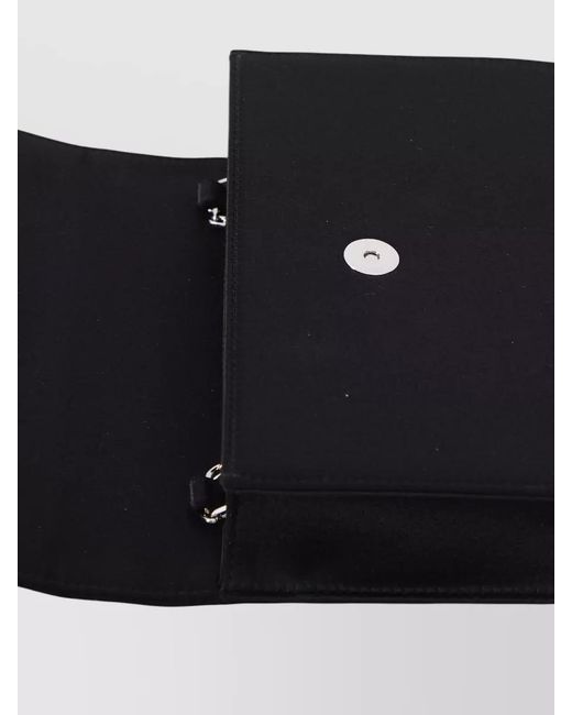 Roger Vivier Black Mini Satin Clutch Efflorescence Crystal Buckle