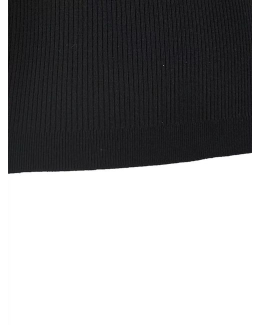 Alessandra Rich Black Ruffle Wool Cashmere Sweater