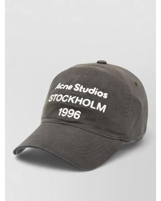 Acne Gray Cotton Logo Baseball Cap