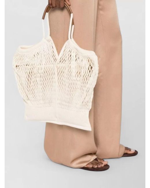 Hereu Natural Leather Knit Tote Bag