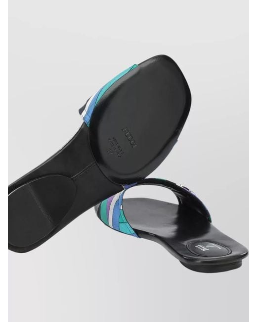Emilio Pucci Blue Yummy Slide Sandal Open Toe Rubber Sole