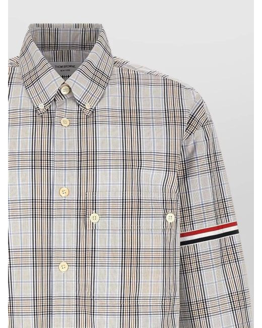 Thom Browne White Rwb Oversized Shirt Button Down Collar for men