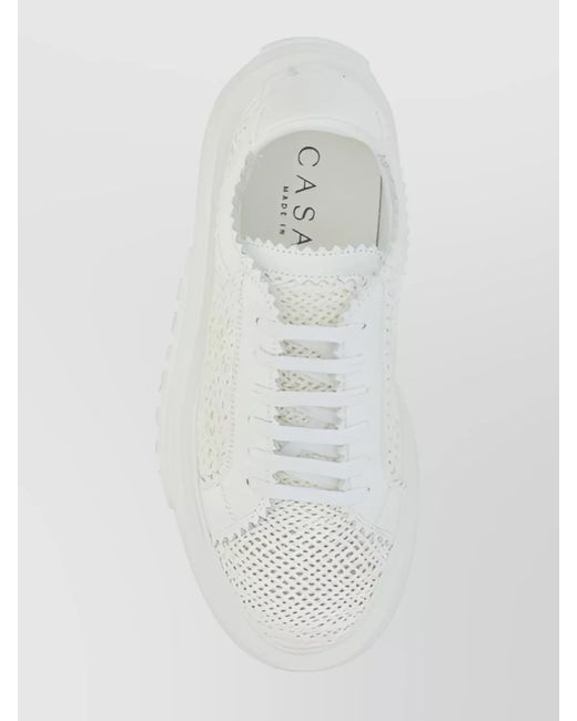 Casadei White Mesh Upper Platform Sole Sneakers