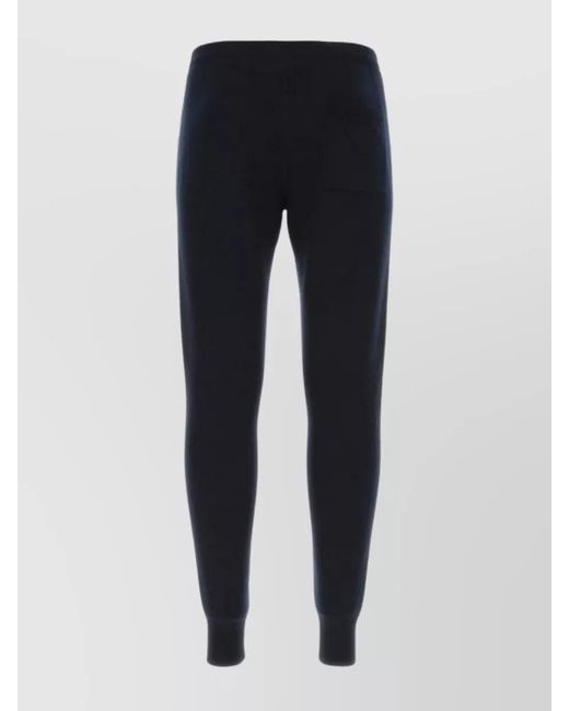 Prada Blue Cashmere Ribbed Cuff Track Pants for men