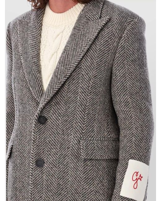 Golden Goose Deluxe Brand Gray Virgin Wool Herringbone Single-Breasted Coat for men