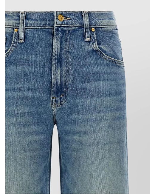 Mother Blue Denim Wide-Leg Jeans