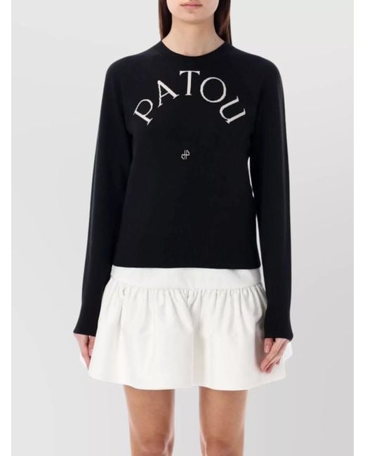 Patou Blue Jacquard Knit Long Sleeve Sweater