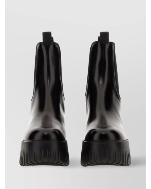 Hogan Black Calf Leather Platform Chelsea Boots
