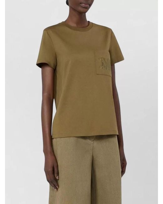 Max Mara Green Papaia Regular Fit Crew Neck Top