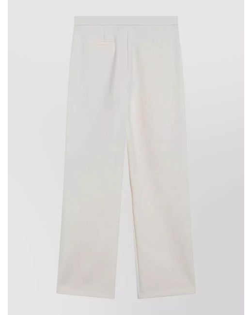 Max Mara White High Waist Wide Leg Tailored Trousers