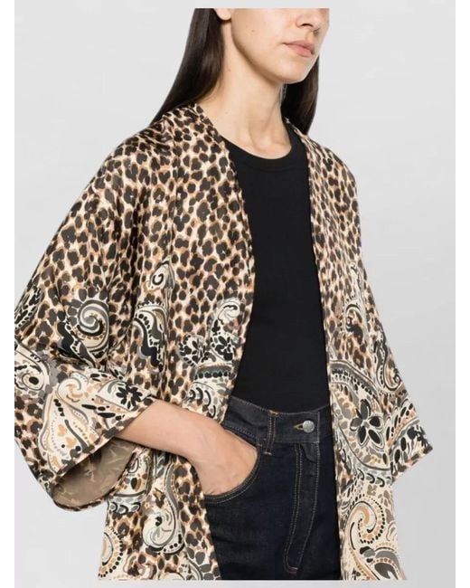 Etro Natural Kesa Silk Jacket Relaxed V Neck