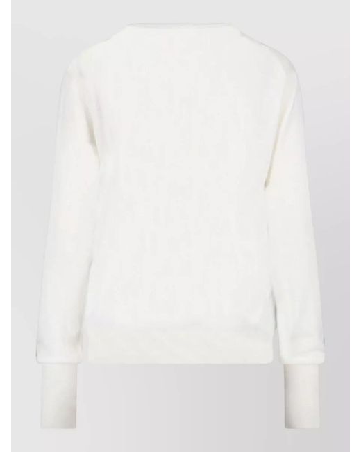 Ma'ry'ya White Knit Sweater Long Sleeves V Neckline
