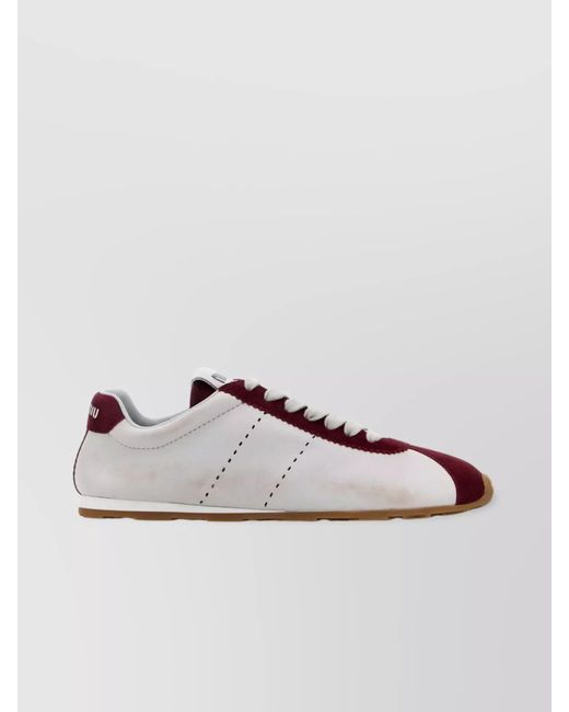 Miu Miu White Leather Panelled Low-Top Sneakers