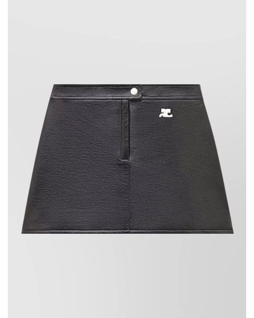 Courreges Black Vinyl A-Line Mini Skirt