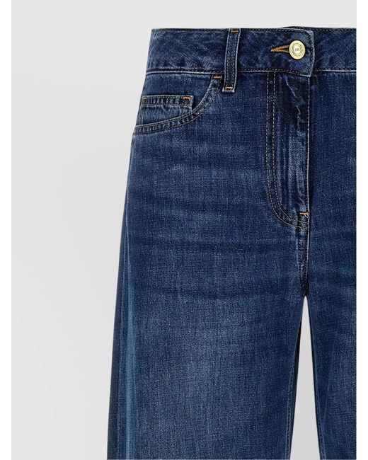 Elisabetta Franchi Blue Denim Straight-Leg Trousers