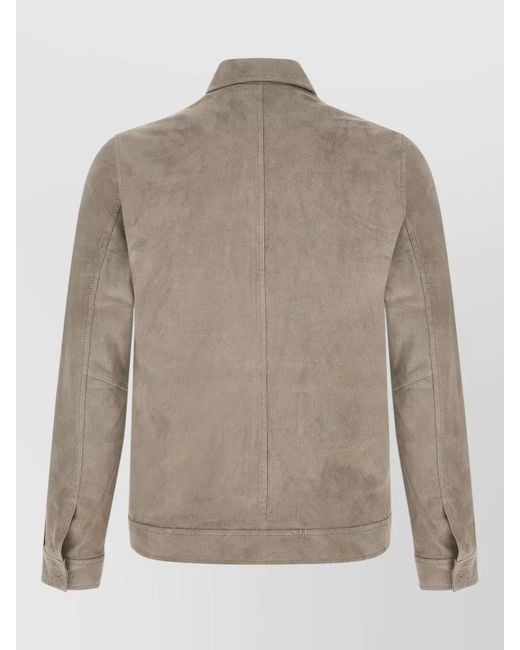 Giorgio Brato Natural Suede Texture Jacket Point Collar Chest Pockets for men
