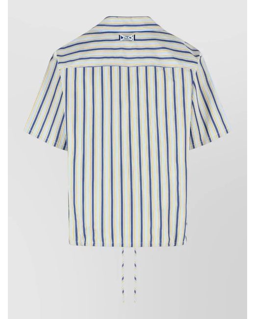 Marni Multicolor Cotton Shirt Striped Pattern Drawstring Hem for men