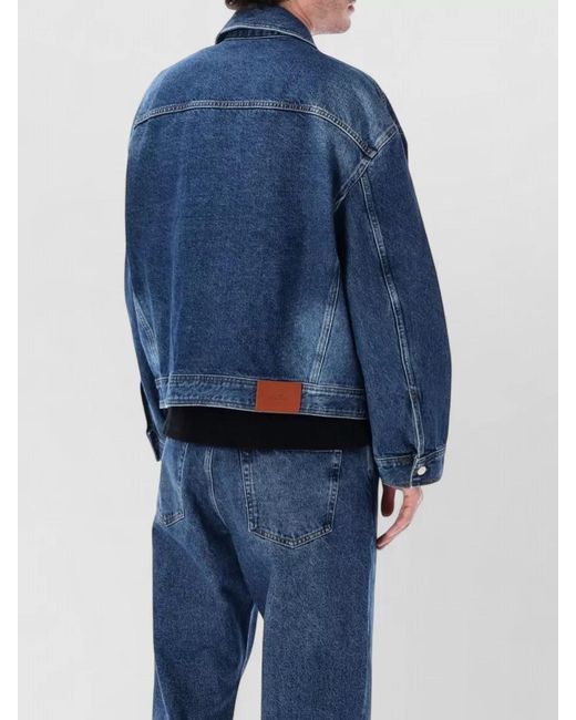 Studio Nicholson Blue Denim Jacket Long Sleeves Point Collar Pockets for men