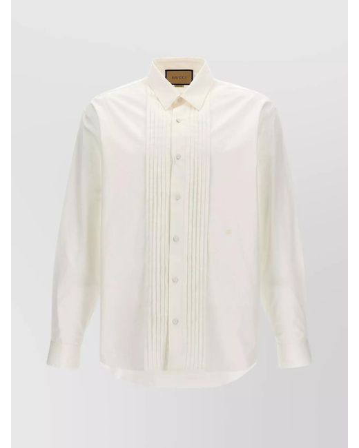 Gucci White Button-Down Shirt With Pleated Front Detail for men