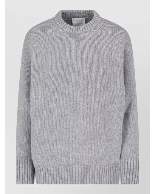 Malo Gray Crew Neck Knit Long Sleeve Top