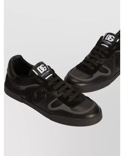 Dolce & Gabbana Black Lace Up Low Top Rubber Sole Sneakers for men
