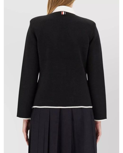 Thom Browne Black Single-Breasted Collarless Blazer