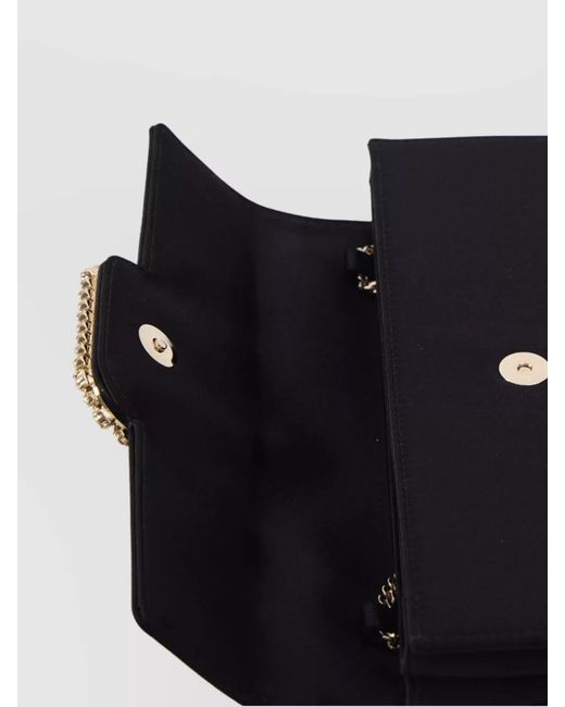 Roger Vivier Black Crystal Buckle Satin Clutch Bag