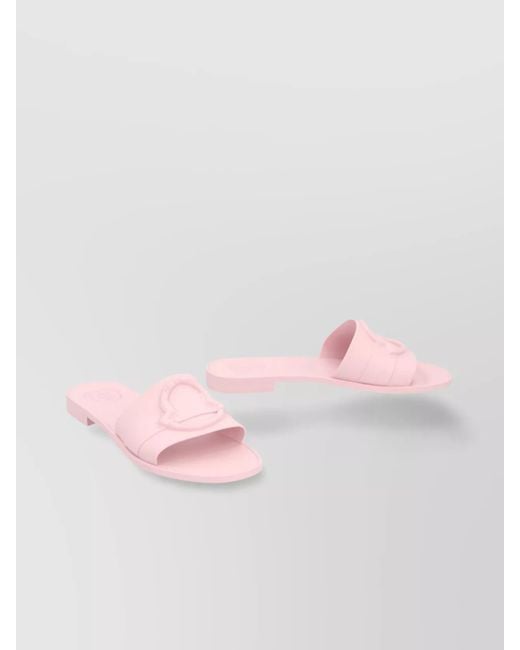 Moncler Pink Rubber Slides With Flat Sole And Open Toe