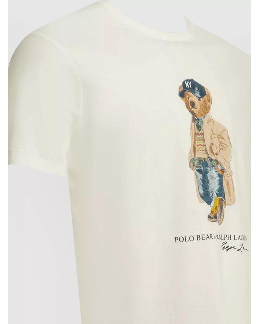 Polo Ralph Lauren White Polo Bear Crew Neck Graphic T Shirt for men