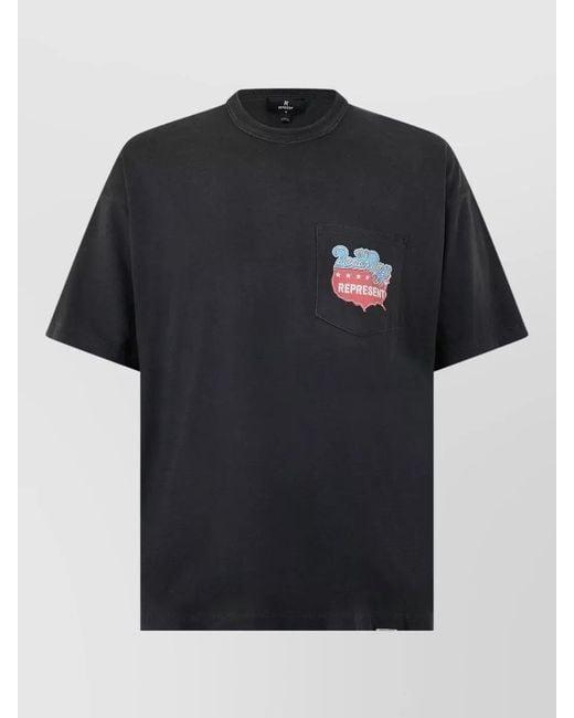 Represent Black Comfortable Logo T Shirt Crew Neck for men