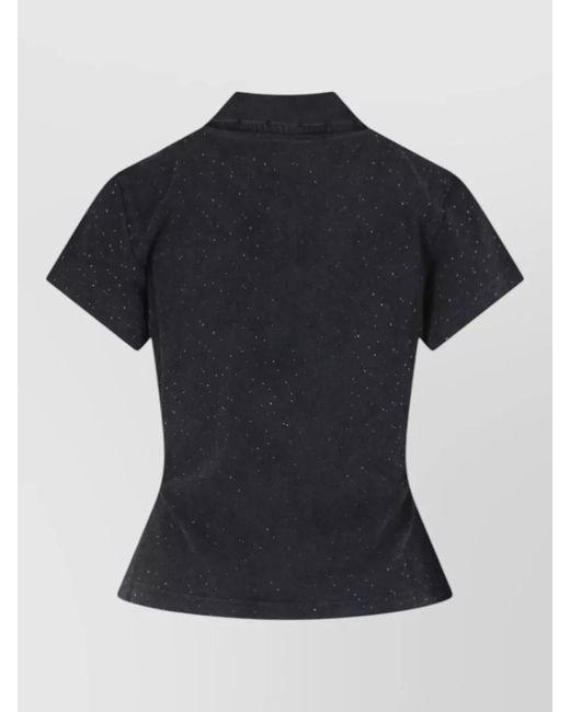 Alexander Wang Black Collared Denim Peplum Shirt Casual Style