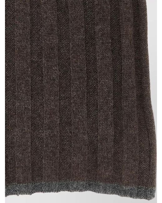 Brunello Cucinelli Multicolor Ribbed Cashmere Border Knit Scarf for men