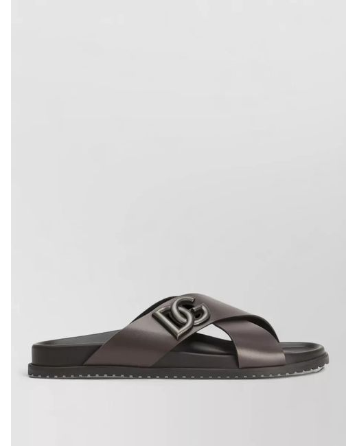 Dolce & Gabbana Gray Leather Sandals for men