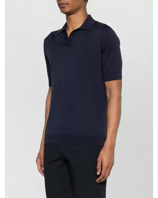 Lardini Blue Knitted Polo Shirt Open Neck for men